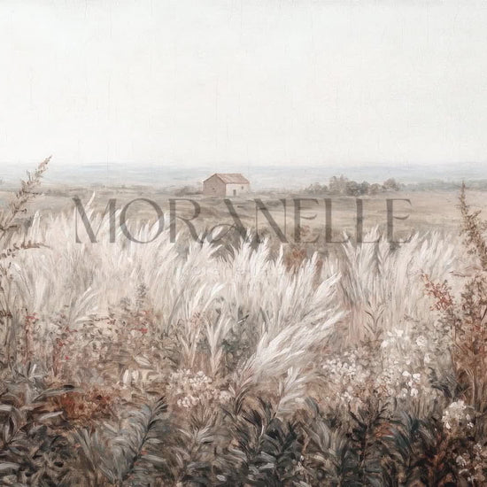 Video featuring Serene Landscape Painting with grass a house.
