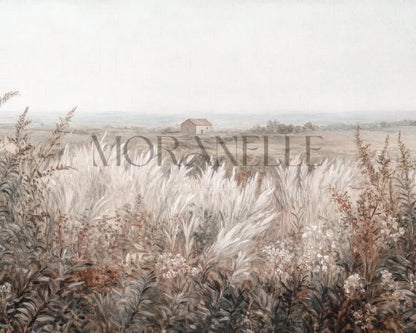 Video featuring Serene Landscape Painting with grass a house.