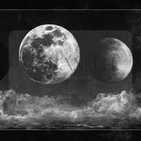 Slow RTL slide showcasing the celestial scene of three moons and clouds.