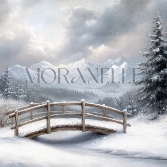 Slow slide of the winter landscape painting showcasing the serene scene.