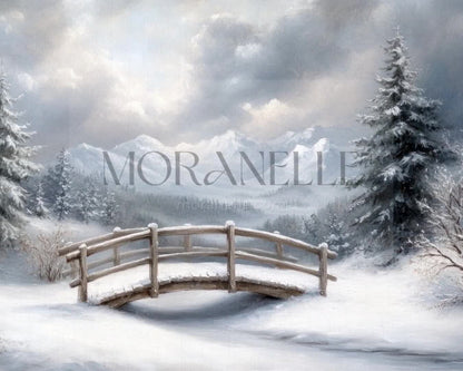 Slow slide of the winter landscape painting showcasing the serene scene.