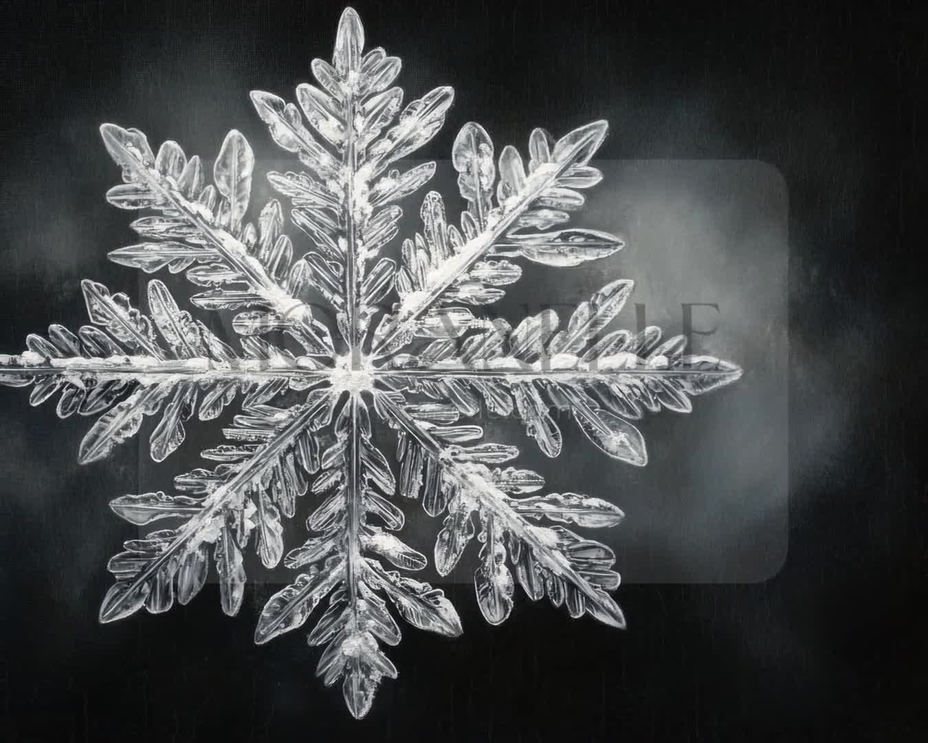 Slow RTL slide showcasing the snowflake painting against a dark backdrop.