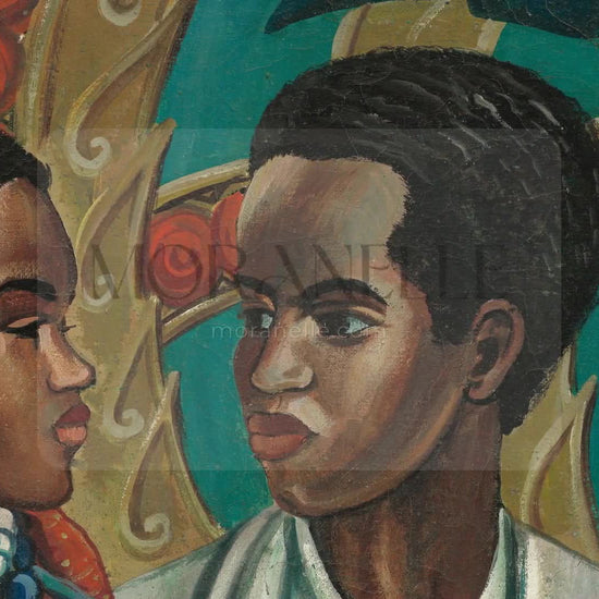 Slow slide of the Couple Portrait Painting highlighting the vibrant colors and expressions.