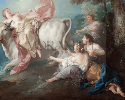 Slow slide of The Abduction of Europa painting, capturing the dramatic scene.