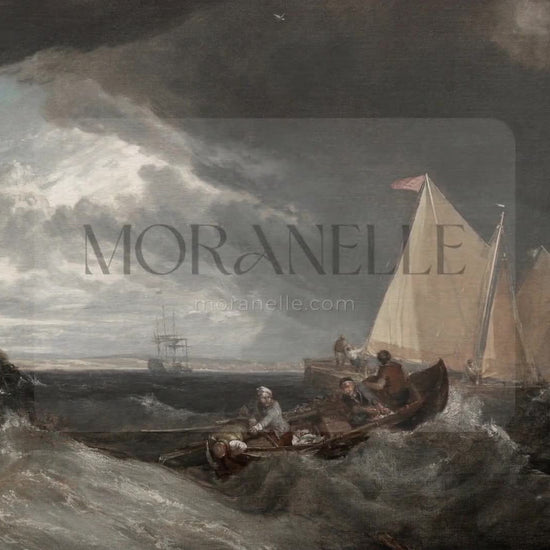Slow slide of the Stormy Sea Painting showcasing the dramatic sea scene.