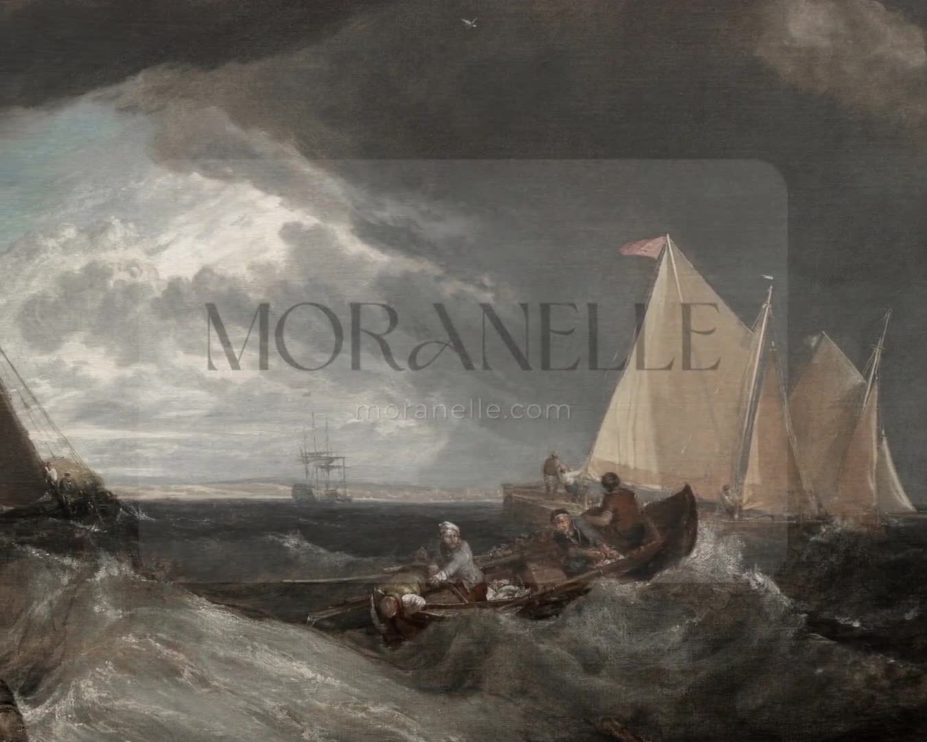 Slow slide of the Stormy Sea Painting showcasing the dramatic sea scene.