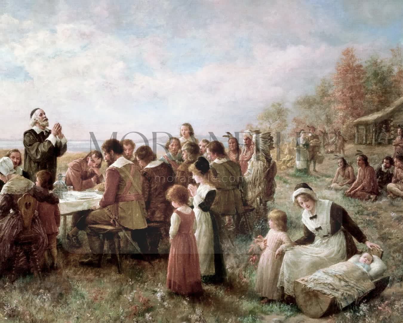 Jennie Augusta Brownscombe, The first thanksgiving at Plymouth - short video preview showing how the painting appears on Samsung Frame TV.