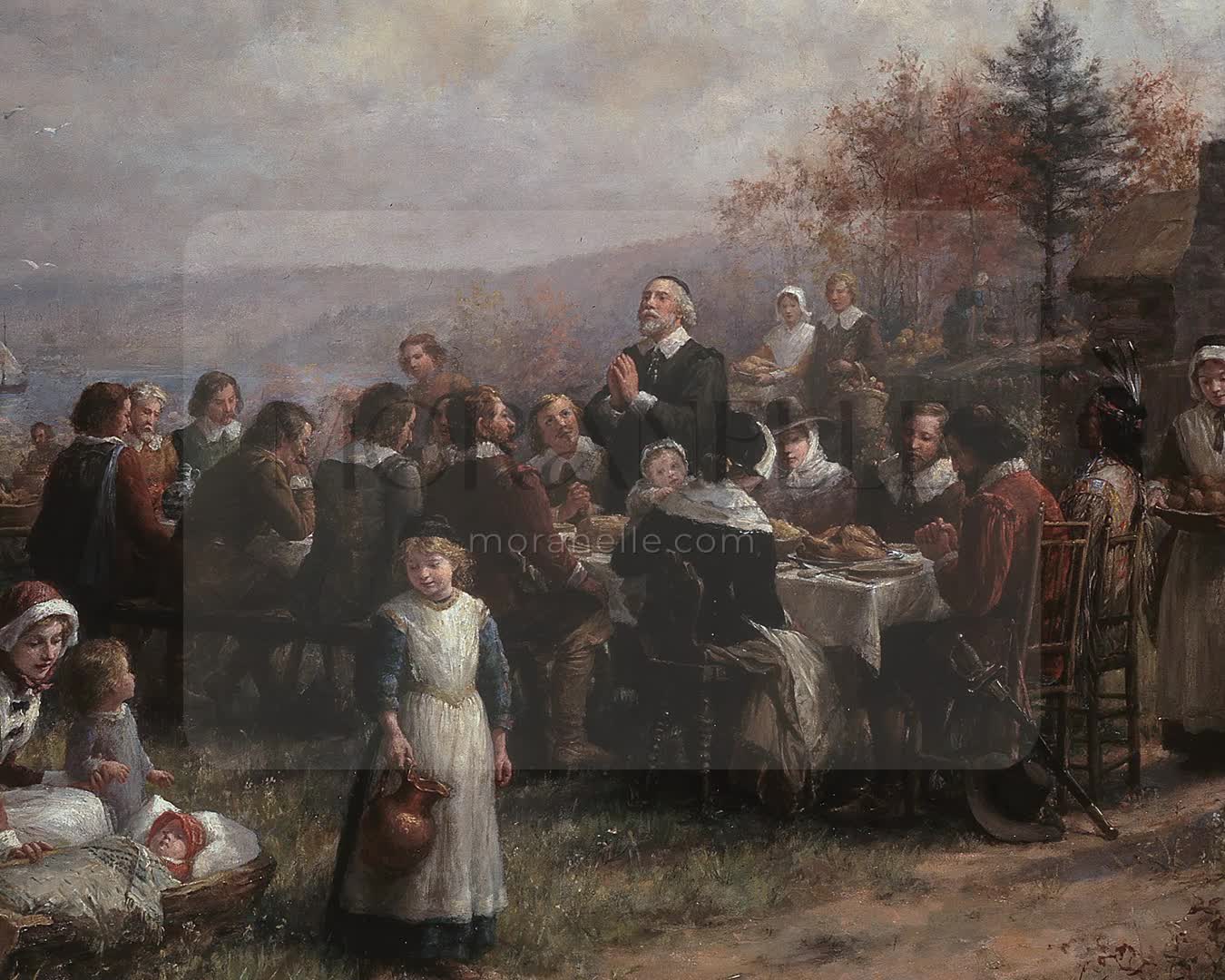 Jennie Augusta Brownscombe-Thanksgiving at Plymouth - short video preview showing how the painting appears on Samsung Frame TV.